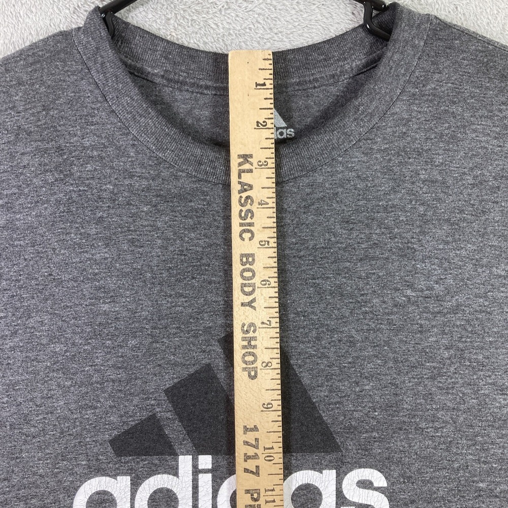 Adidas Shirt Adult Large Dark Gray Logo Sports Workout Casual Comfort SS - Picture 7 of 12